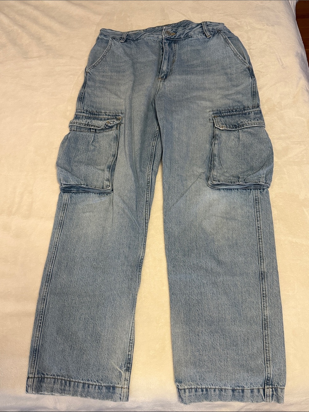 Zara Light Blue Cargo Denim Pants for Men size 36